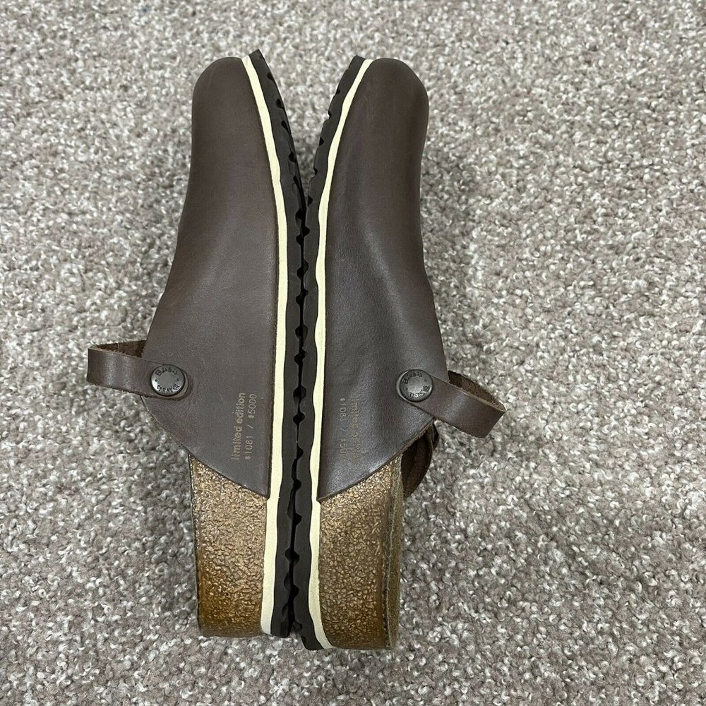 Birkis Birkenstock Women's ROSEMEAD Brown Leather Mary Jane Mule Clogs Size 7 - Picture 10 of 10